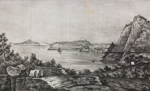 Widok Posillipo z tarasu prałata Di Pietro, Kampania, Włochy, litografia Salvatore Puglia z Poliorama Pittoresco, nr 32, 16 marca autorstwa Salvatore Puglia