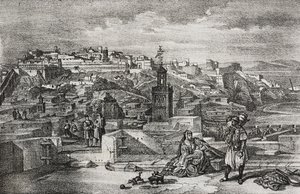 Widok cytadeli Tangeru w Maroku, litografia Salvatore Puglia z Poliorama Pittoresco, nr 26, 3 lutego autorstwa Salvatore Puglia