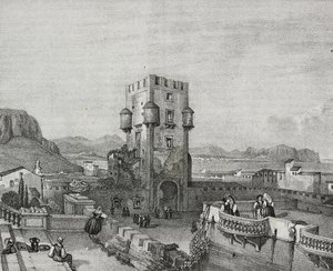 Villa of Prince of Butera w Bagheria, Palermo, Sycylia, litografia Salvatore Puglia z Poliorama Pittoresco, nr 3, 28 sierpnia