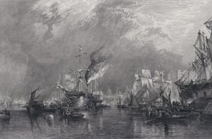 Port w Londynie (grawerowanie) autorstwa Samuel (after) Bough