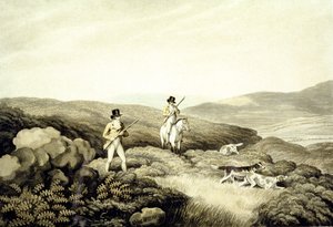 Grouse Shooting, z „Ormes Collection of British Fieldsports”, grawerowane przez J. Godby i H. Merke
