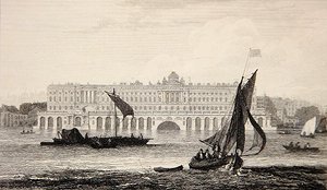 Widok Somerset House od strony Tamizy, rytowany przez W.B. Cooke (1778-1855) 1814 (grawerowanie) autorstwa Samuel (after) Owen