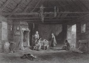 Australia: Szałas owczarka australijskiego (grawerunek) autorstwa Samuel (after) Prout