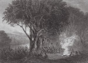 Australia: Carrobboree nad brzegiem rzeki Murray (rycina) autorstwa Samuel (after) Prout