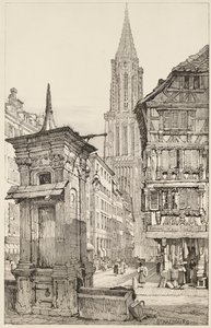 Rue Mercière i zachodni front katedry w Strasburgu