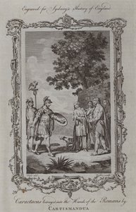 Caractacus wydany w ręce Rzymian przez Cartismanduę (rycina) autorstwa Samuel (after) Wale