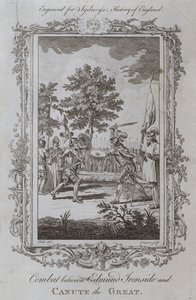 Walka między Edmundem Ironside i Kanutem Wielkim (grawerowanie) autorstwa Samuel (after) Wale