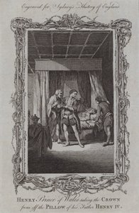 Henryk Książę Walii zdejmując Koronę z Poduszki swojego Ojca Henryka IV (grafika)