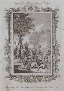 Zamordowanie druidów i spalenie ich gajów (rycina)