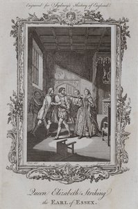 Królowa Elżbieta uderza hrabiego Essex (rycina) autorstwa Samuel (after) Wale