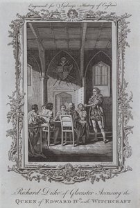 Richard Duke of Gloucester oskarżający królową Edwarda IV o czary (rycina) autorstwa Samuel (after) Wale