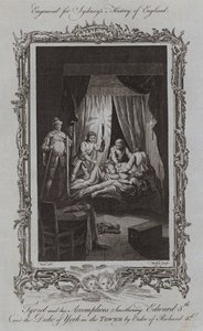 Tyrrel i jego wspólnicy Duszą Edwarda V i księcia Yorku w wieży z rozkazu Ryszarda III (grawerowanie) autorstwa Samuel (after) Wale