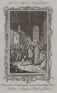 Wilhelm Zdobywca chwyta swojego brata Odo, biskupa Bayeux i hrabiego Kentu (rycina)