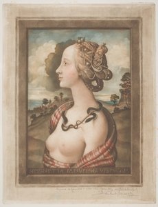 Simonetta Vespucci, ok. 1900 (kolor mezzotinta na kremowym papierze)