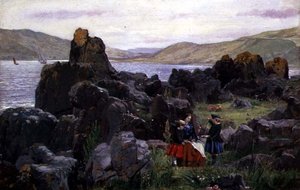Miss Beath z Nelly i Tomem, ok. 1863 (olej na płótnie) autorstwa Samuel Bough
