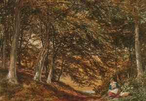 Piknik w lesie (akwarela) autorstwa Samuel Bough