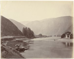 Rivierzicht nabij Baramulla, Indie Baramulla, widok w dół rzeki (tytuł oryginalny)