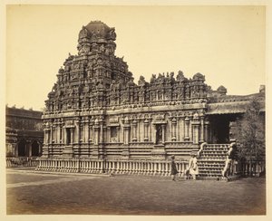 Widok na świątynię Subrahmanya w pobliżu Pagody, Tanjore autorstwa Samuel Bourne