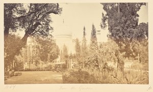 Agra; Der Taj, vom Garten aus autorstwa Samuel Bourne