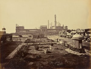 Delhi; Muzułmański Meczet Jumma, od północy autorstwa Samuel Bourne