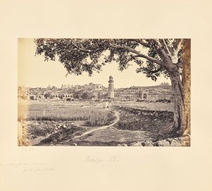 Fatehpur Sikri; widok ogólny ruin (strona zachodnia), od podnóża wzgórza autorstwa Samuel Bourne