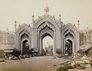 Brama Hoospinbad Bazaar (zdjęcie w sepii) autorstwa Samuel Bourne