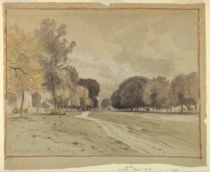 Rysunek, Main Street, East Hampton, Long Island, 11 sierpnia 1880 r. autorstwa Samuel Colman