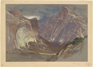 Half Dome i Royal Arches, Yosemite, z Glacier Point (w/c i gwasz na szarym papierze) autorstwa Samuel Colman