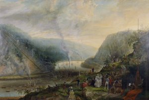 Ceremonia wmurowania kamienia węgielnego pod wiszący most w Clifton autorstwa Samuel Colman