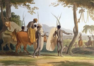 W marcu tablica 5 z pejzażu Afrykańskiego Krajobrazu i Zwierząt, rytowana przez artystę, 1804 (akwinta)