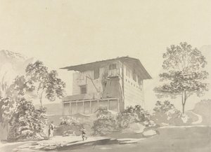W wiosce niedaleko Tassisudon [Tashicho Dzong] autorstwa Samuel Davis