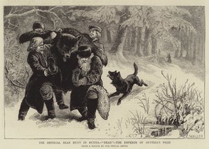 Imperialne polowanie na niedźwiedzie w Rosji, martwy, nagroda cesarza Austrii autorstwa Samuel Edmund Waller