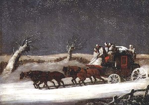 Wagon pocztowy w zaspie śnieżnej autorstwa Samuel Henry Alken