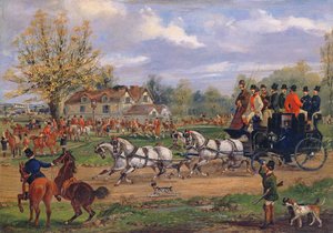 Stage Coach przechodzący spotkanie przed karczmą, 1862
