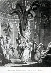 Wskazówka dla pań, aby dbały o swoje głowy, wydana przez Sayer und Bennett (1774-1786), 1776 (mezzotinta) autorstwa Samuel Hieronymous Grimm