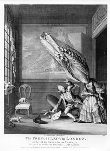 Francuska dama w Londynie lub The Head Dress of the Year 1771, wydrukowana dla S. Sledge, 1771