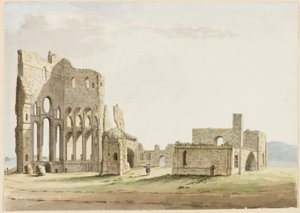 Tynemouth Priory, Northumberland (pióro i atrament i toaleta na papierze)