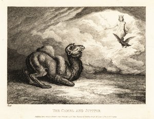 Wielbłąd błagający Jowisza o rogi. 1811 (akwaforta) autorstwa Samuel Howitt