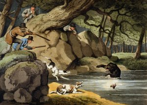 North America Bear Hunt, grawerowane przez Matthew Dubourga, wydane przez Edwarda Orme, 1813 autorstwa Samuel Howitt