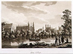 Eton College, ilustracja z „Malowniczych widoków na Tamizę”, wyd. 1799 (akwaforta, akwatinta)