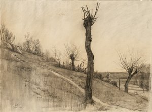 Pejzaż późnozimowy, 1884 (węgiel na buff lay paper)