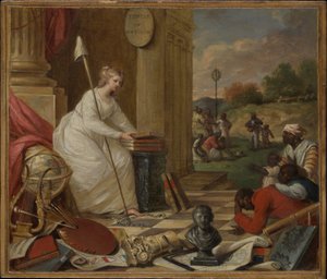 Study for Liberty Displaying the Arts and Sciences, czyli Geniusz Ameryki zachęcający do emancypacji Czarnych, ok. 1791-92 (olej na płótnie) autorstwa Samuel Jennings