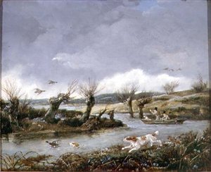 Strzelanie do kaczek (olej na płótnie)