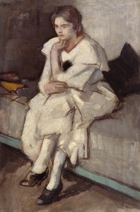 Dziewczyna w białej sukni (olej na płótnie) autorstwa Samuel John Peploe