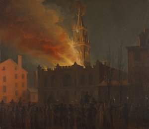Pożar sali masońskiej, Chestnut Street, Filadelfia, Pensylwania autorstwa Samuel Jones