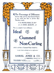 Samuel Jones & Co. - Idealna gumowana reklama bez podwijania, 1919 autorstwa Samuel Jones