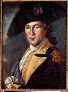 Portret reprezentanta Jerzego Waszyngtona (1732-1789) w stroju Portret reprezentanta Jerzego Waszyngtona (1732-1789) w stroju generalnym, z szalikiem naczelnego wodza armii kontynentalnej - Obraz Samuela Kinga (1748-1819) autorstwa Samuel King