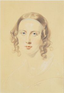 Wczesny portret Katarzyny Dickens, 1838 (kreda, kredka i ołówek na papierze)