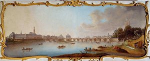 Widok na Frankfurt City Panorama z Frankfurtu nad Menem w Niemczech. Obraz Samuela Munda (1724-1794) XVIII-wieczny Frankfurt, muzeum historyczne autorstwa Samuel Mund