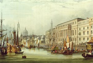 Custom House, E16, grawerowane przez RG Reeve, 1828 (akwatinta)